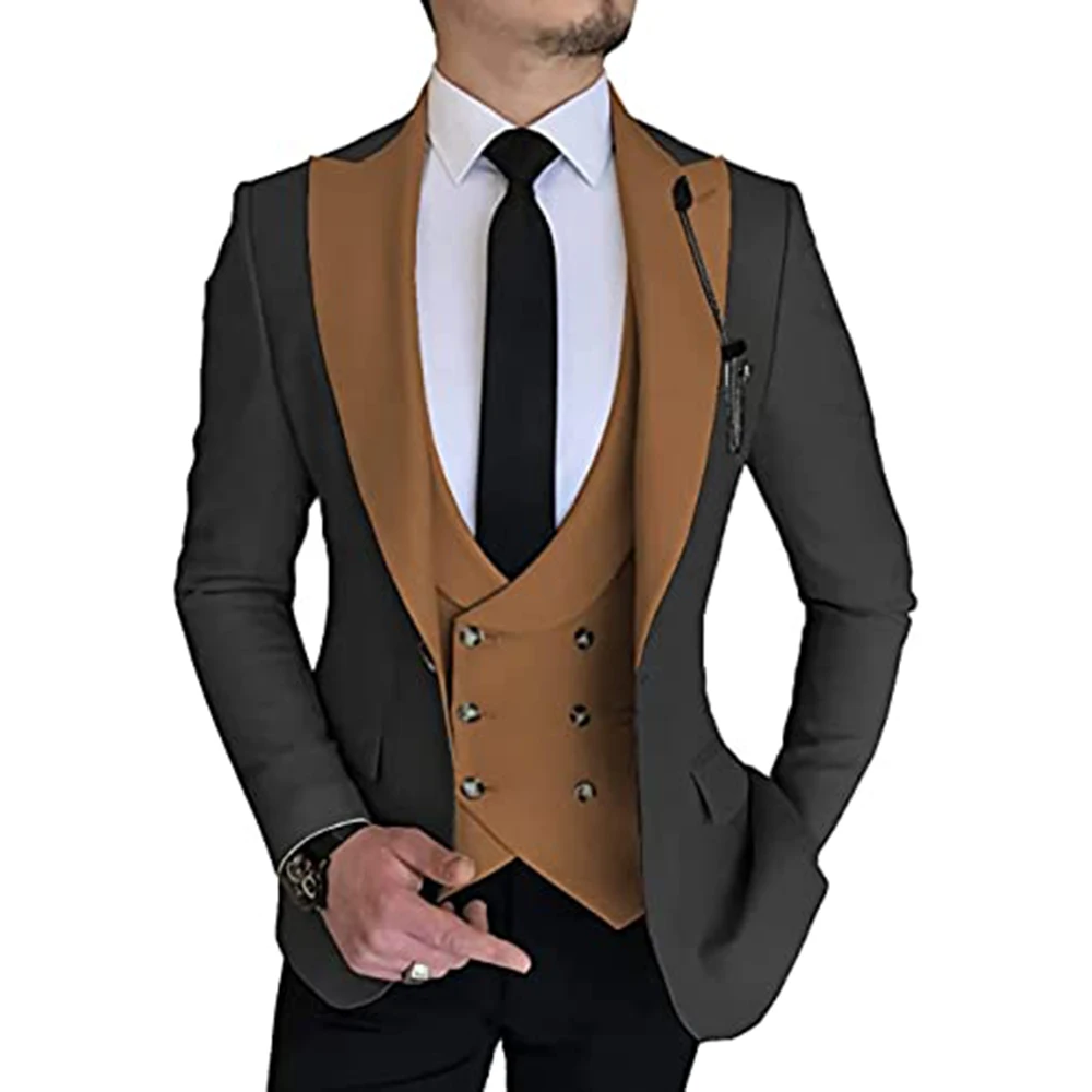 Tailor Made Groom Wear Party Wedding and Business Prom Slim Fit Peak Lapel Suit 3 Piece (Jacket Vest Pants)  Costume Homme