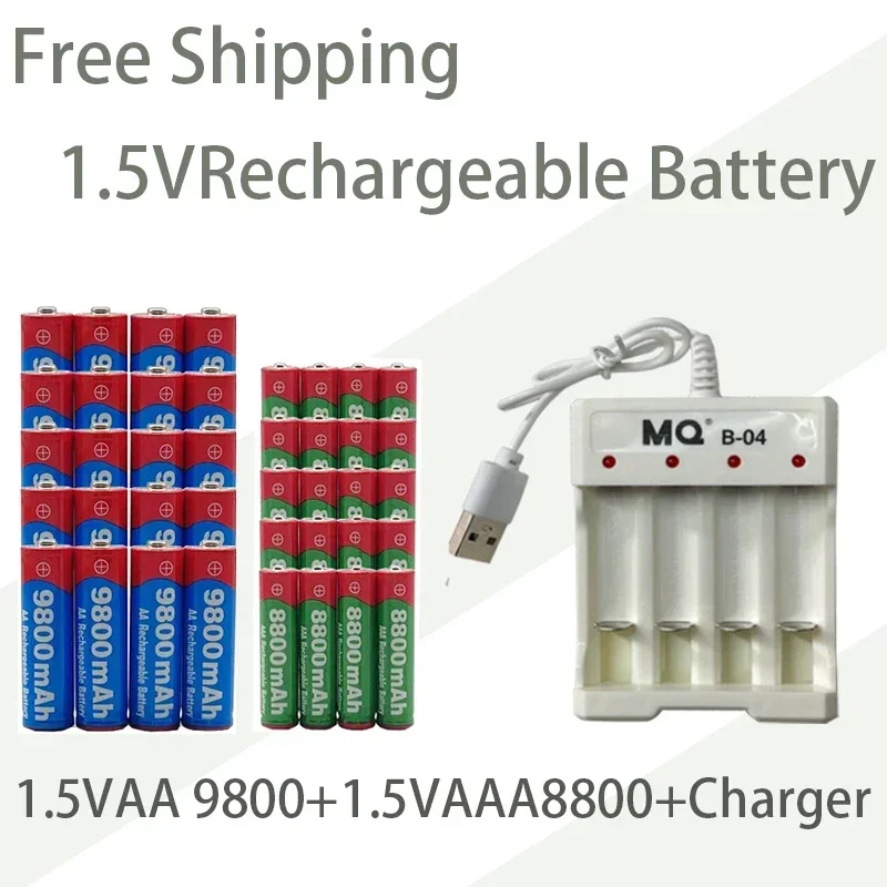 

Original Rechargeable Battery AA Battery 1.5V AA9800MAH+AAAA8800MAH+New Charger Free Shipping