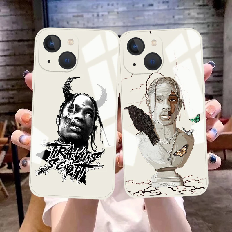 Cool Travis Scott Astroworld Cover In Vetro Per Iphone 11 12 13 14 15 Pro Max X Xr Xs Max 13Mini Custodia Paraurti Temperata Bianca