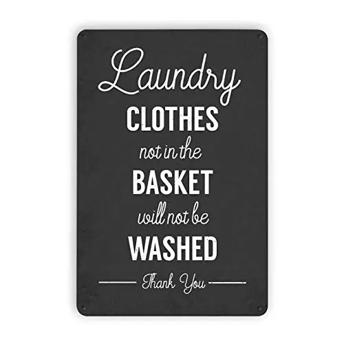 

Fesy Metal Laundry Decor，Clothes Not in The Basket Will Not Be Washed ，Farmhouse Laundry Room Sign， Wash Room Signs ，Laundry Ser