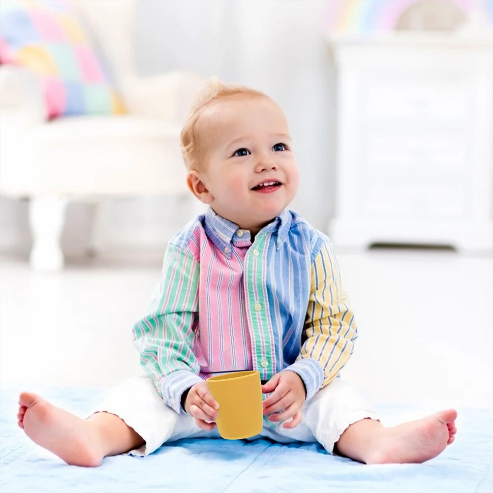 2pcs 프리미엄 실리콘 베이비 트레이닝 컵 용 식품 보충 음료용 고온 방지 방수 실리콘 컵