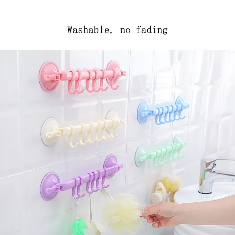 Adjustable 6 Hooks Double Suction Cup Towel Hanger Rack Hanging Shelves Holders Lock Type Sucker Bathroom Hook Organizer U3 multifunctional hooks,towel holder,suction cup hook