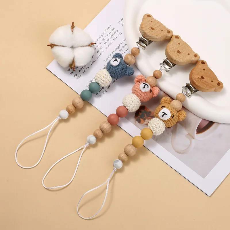 Pacifier Chain New Fashion Baby Crochet Children Teething Teethers Cartoon Bear Animal Anti-Drop