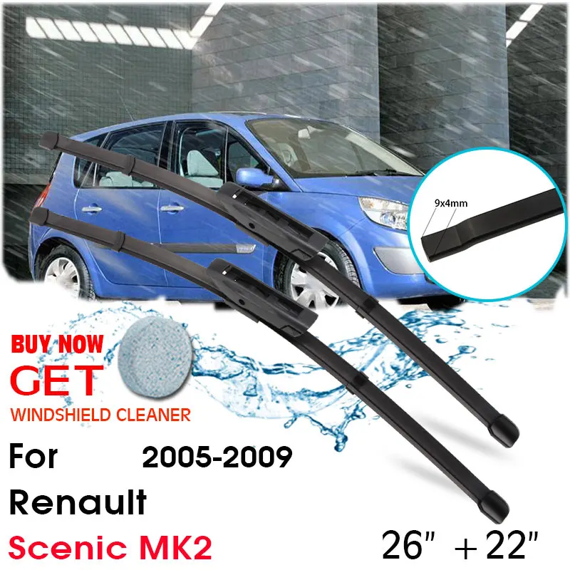 Car Blade Front Window Windshield Rubber Silicon Refill Wipers For Renault Scenic Mk2 20052009