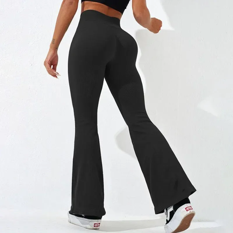 Sexy Slim Flared Pants Cross Waist Legging Women Seamless Gym Running Cycling Knit Yoga Stretch Butt Lift High Waist Pants Best Sellers In Women's Clothing