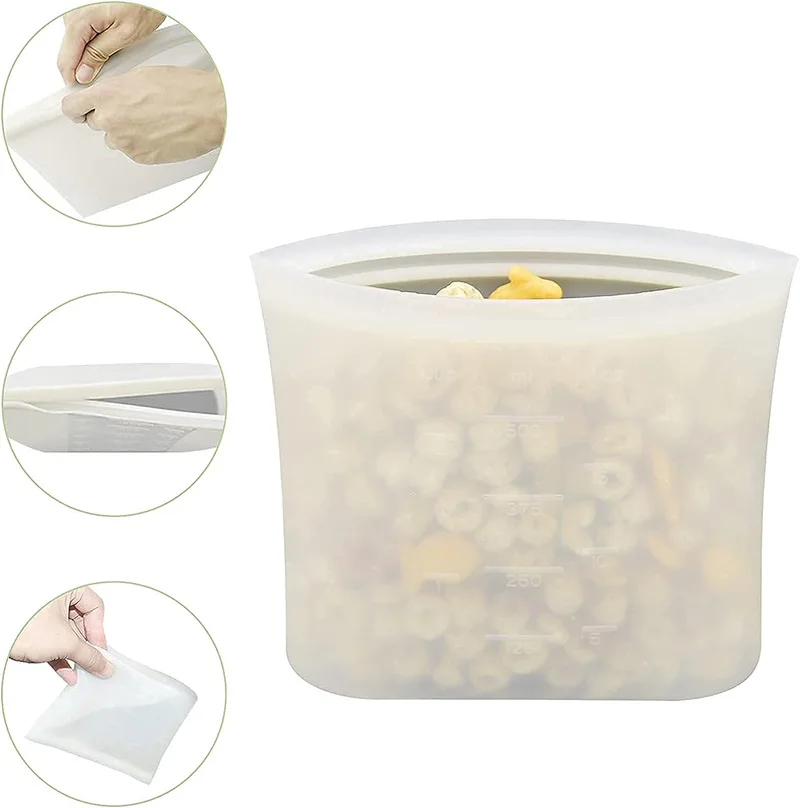 Silicone Fresh-keeping Bag Reusable Transparent Food Grade Sealable Bag kitchen Storage Organization Freezer Bag