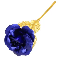 24K Gold Plated Eternal Rose - Elegant Faux Floral Decoration for Weddings, Valentine's Day, and Mother's Day Gifts (Blue)