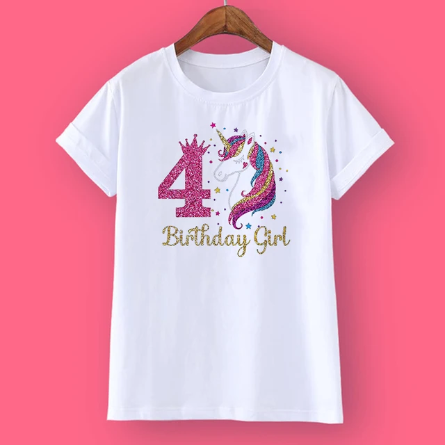 Unicorn Birthday Shirt 1-12 Birthday T-Shirt Wild Tee Girls Party T Shirt Unicorn Theme Clothes Kids Gifts Fashion Tops Tshirt 6