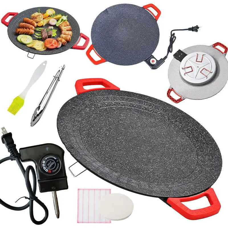 Korean-style Round BBQ Plate Pork Belly Medical Stone Outdoor Camping Barbecue Plate 3