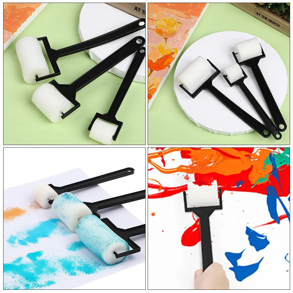 9Pcs 어린이 그림 브러쉬 롤러 스폰지 미니 페인트 브러쉬 홈 스쿨 아트 프로젝트 사용을위한 크리 에이 티브 DIY 드로잉 도구