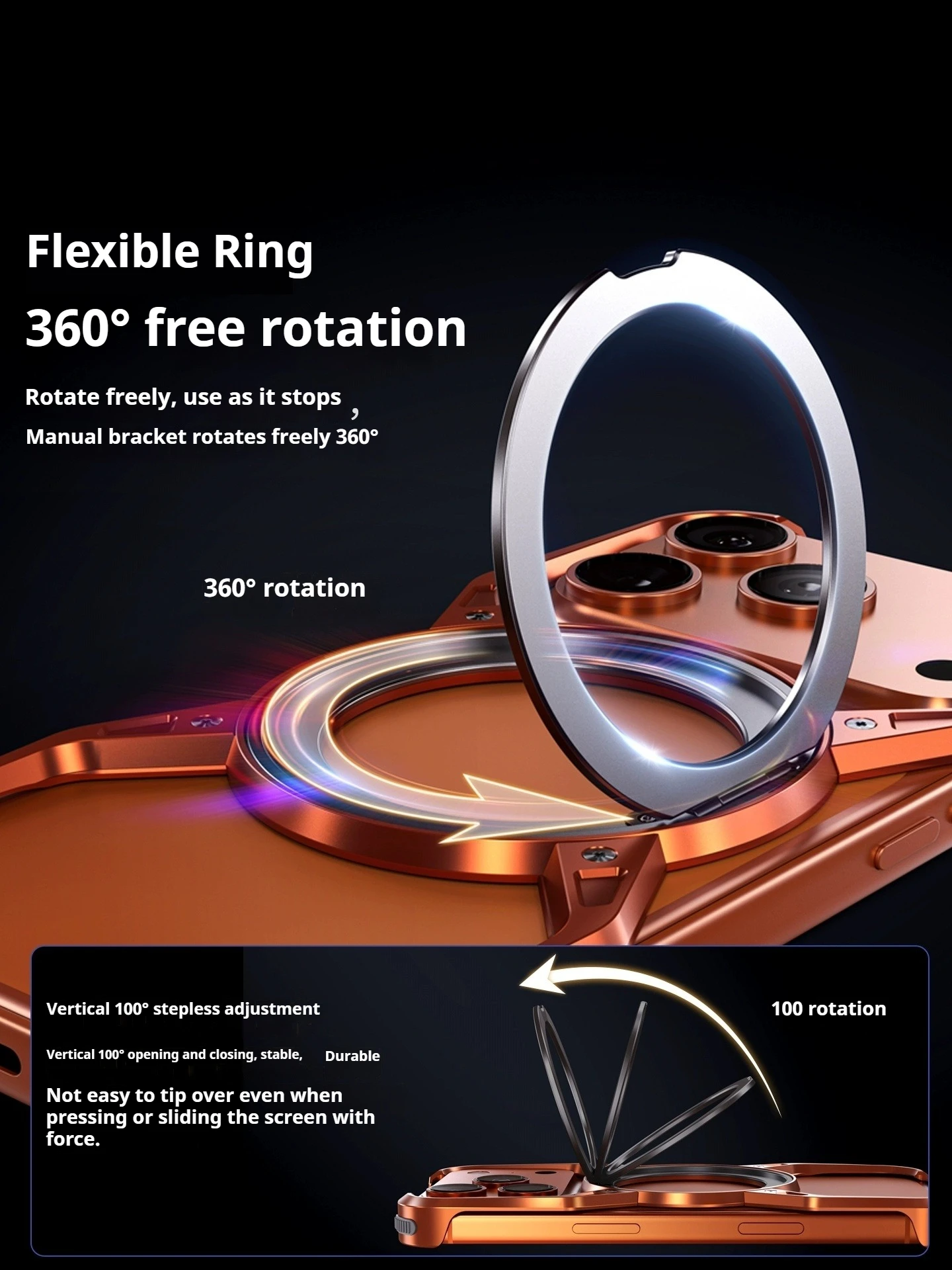 Metal Alloy Punk Frame Phone Case with 360° Rotating Bracket and Magsafe Ring Stand