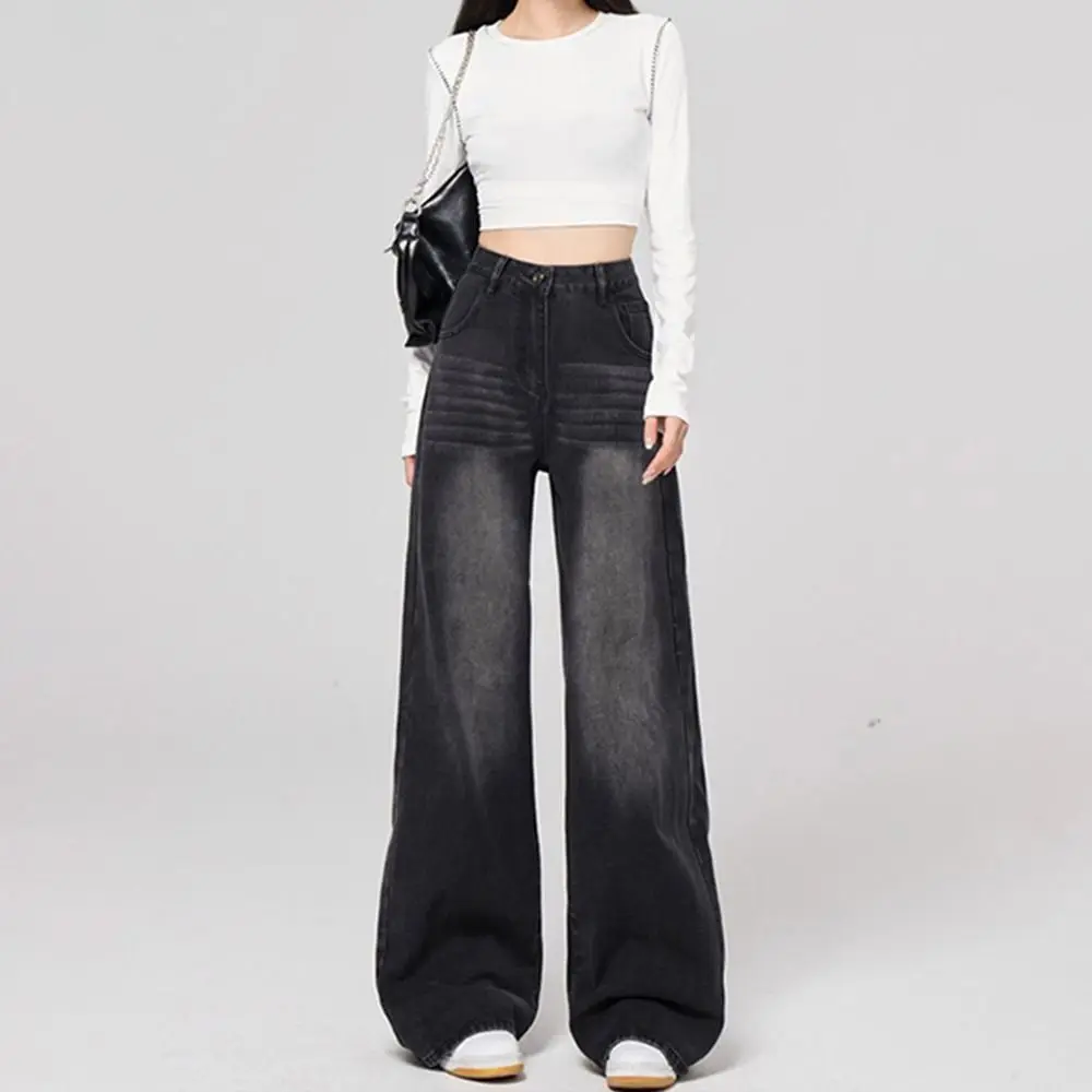 INS Style Straight Leg Y2K Jeans High Waist Loose Retro Jeans Women Autumn Baggy Denim Pants Streetwear