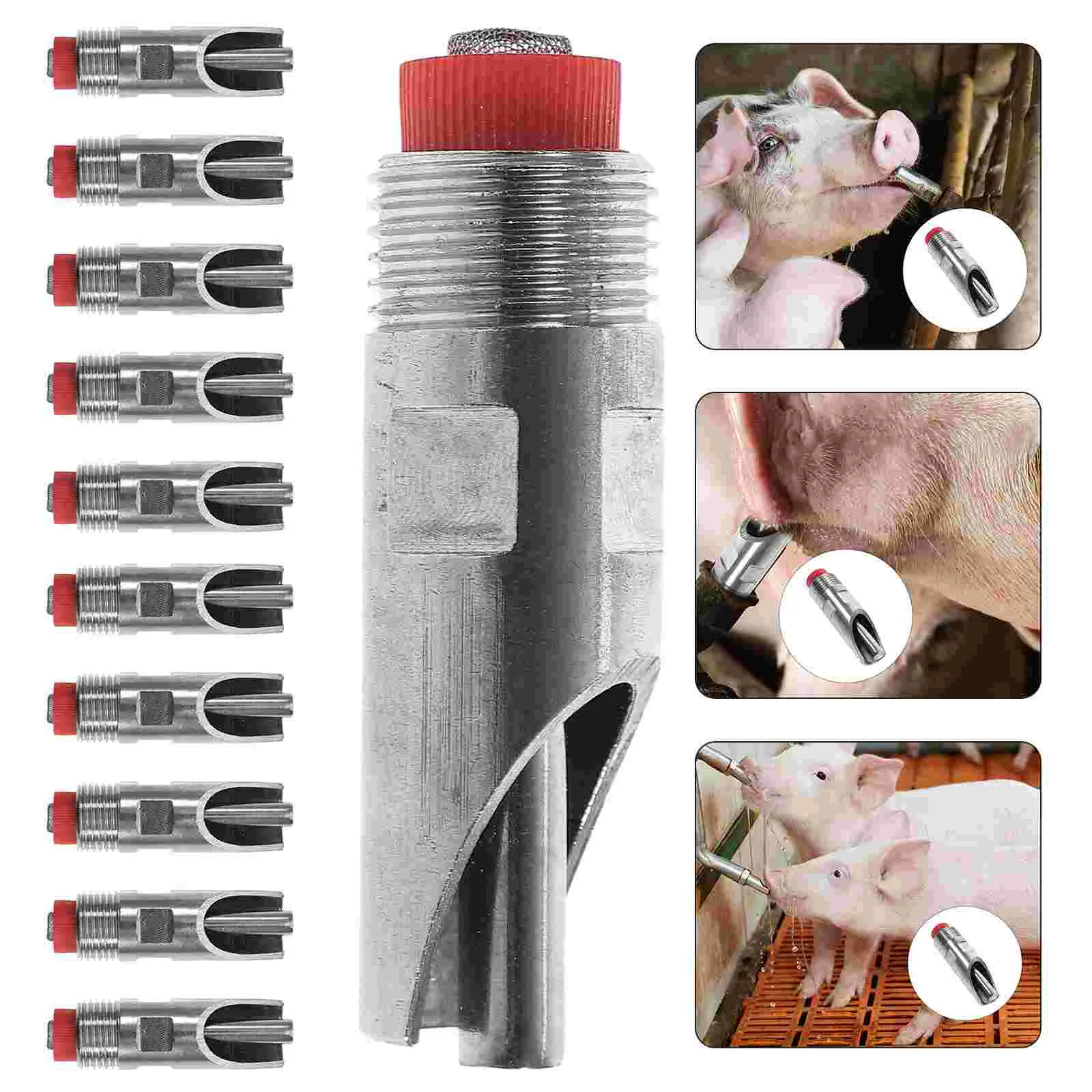 

10pcs Piglets Waterer Metal Pig Feeders Automatic Livestock Waterer for Farm