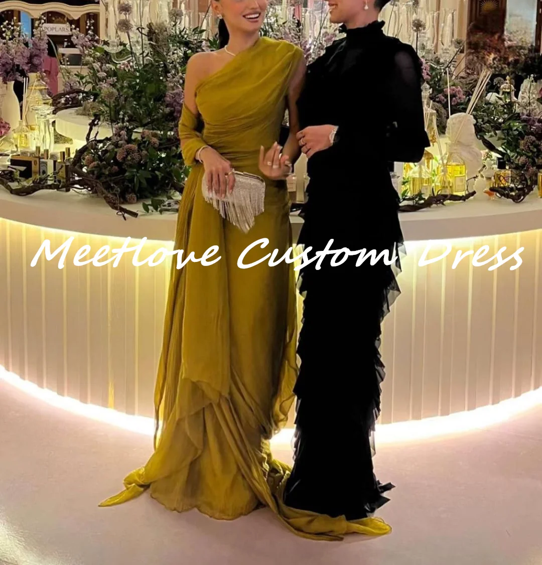

Meetlove Long dresses Gold Dubai Luxury Evening Dress 2024 Elegant and pretty women's dresses Formal Occasion Dresses Birthday