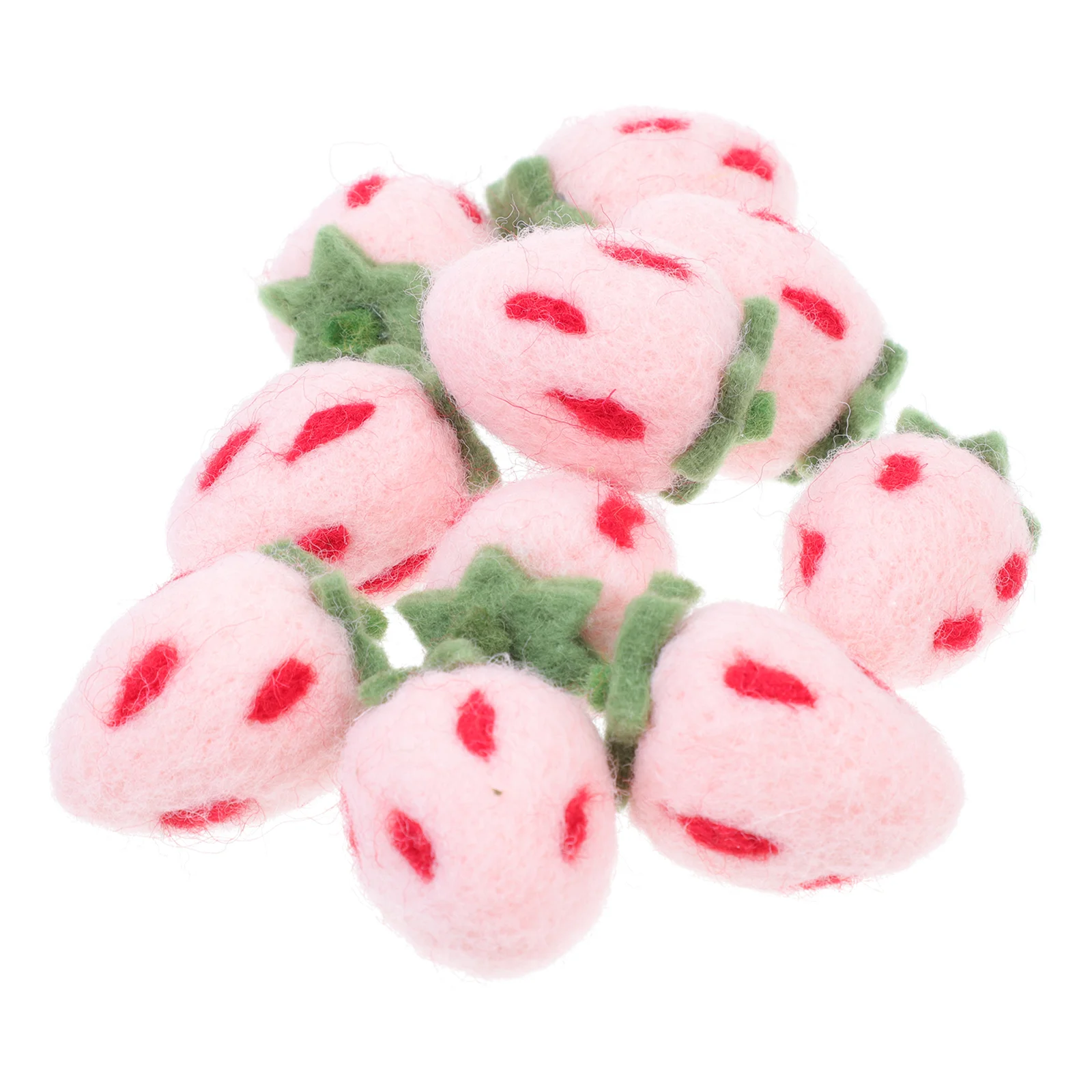 10 Pcs Wool Felting Crafts Wool Felting Crafts Strawberry Shape Felt Diy Making Hand Made Decorations Woolen naments