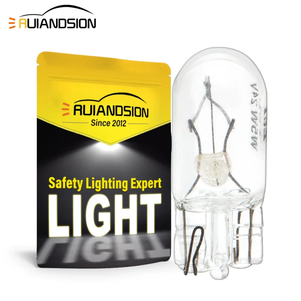10pcs Ruiandsion Car T10 Halogen W5W 194 Wedges 24v 5w Auto Lamp Warm White Bulbs Instrument Light Reading Lights Clearance Lamp