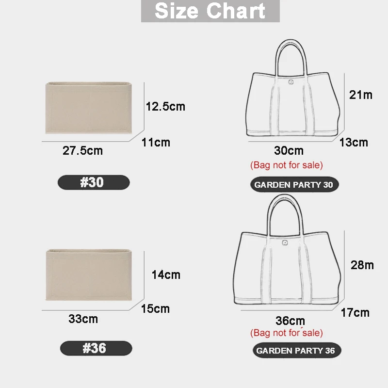 Purse Organizer Insert EverToner Felt Insert Bag For H Garden Party 30 36 Inner Storage Bag Female Purse Organizer Insert With Zip Felt Cosmetic Linner