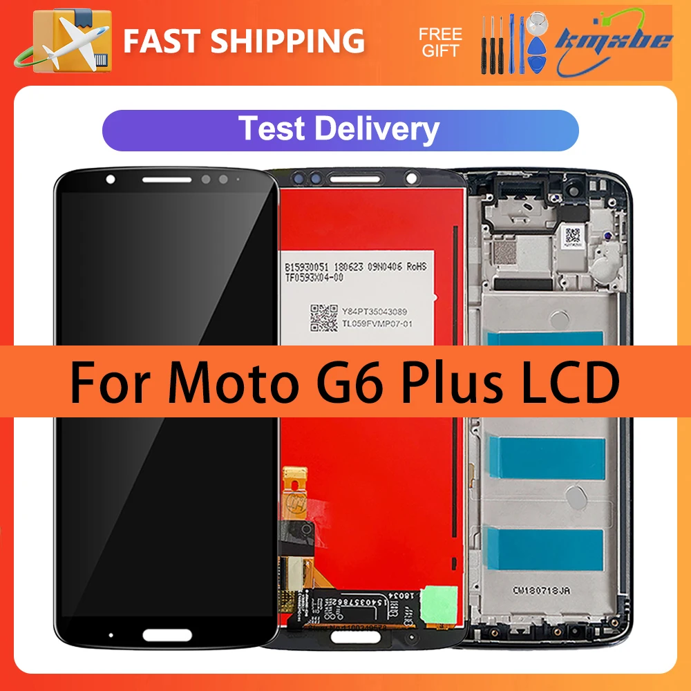 

5.9" LCD For Moto G6 Plus Display Touch Screen Digitizer Assembly With Frame Replacement For Motorola XT1926-5 XT1926 Display