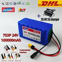 👍 Batterie au Lithium 24V 100Ah 7S3P 18650, haute capacité, 24V, 100000mAh, rechargeable, avec chargeur 2A, pour l'électronique, nouveau 1
