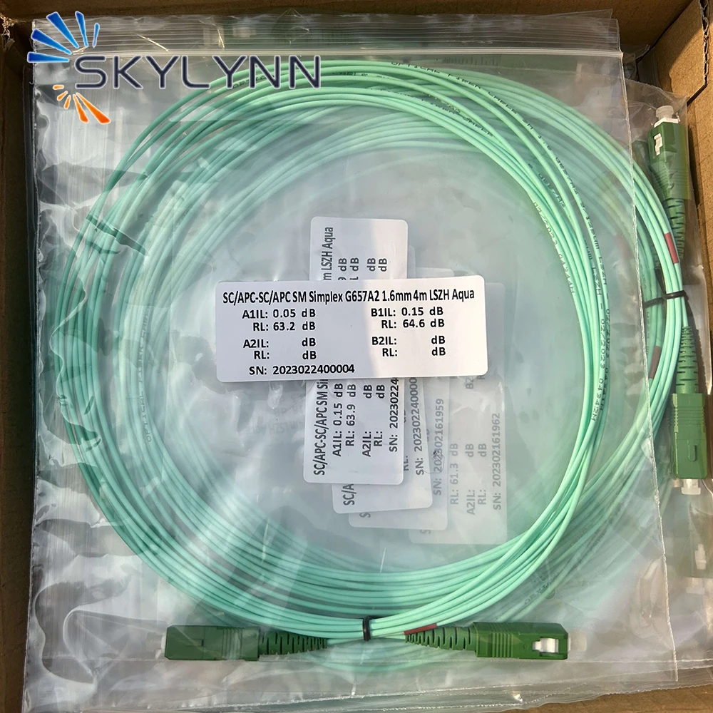 4M Jarreti&egrave;re SC/APC SM G657A2 SX Core 1.6mm Diameter Fiber Optic Patch Cord 100PCS With LSZH Aqua Jacket and Red Tube Socket fiber optic cable