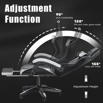 Gaming Chair with Footrest Gamer Chairs Ergonomic with Lumbar Cushion Headrest Gaming Chair Height Adjustable Computer Chair 4