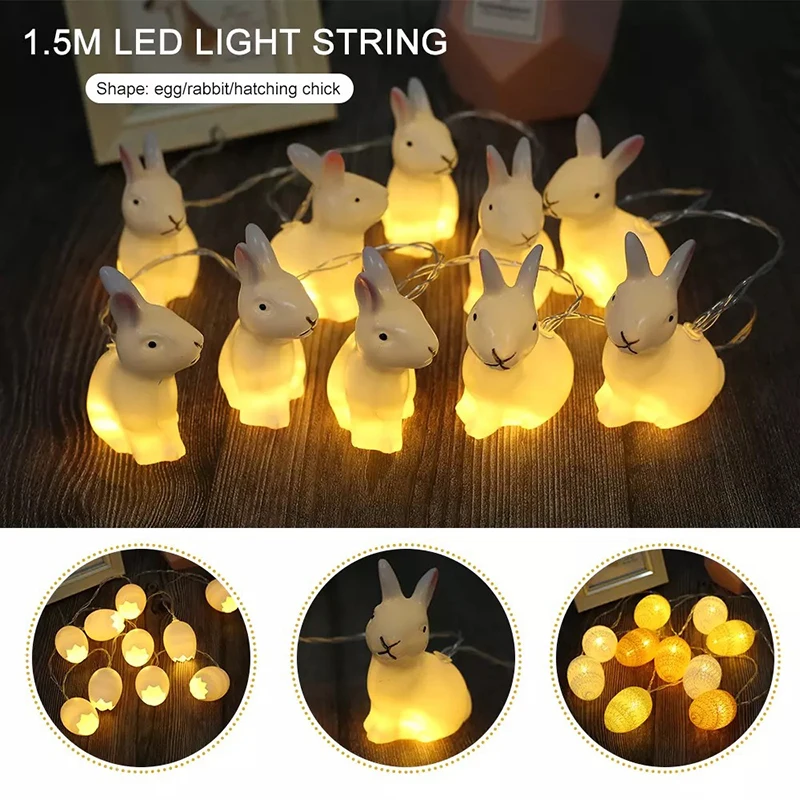 

Easter Party Decoration Rabbit Egg LED string Lights Garland Easter eggs chick Fairy Light Kids Easter Gifts Easter home Decor