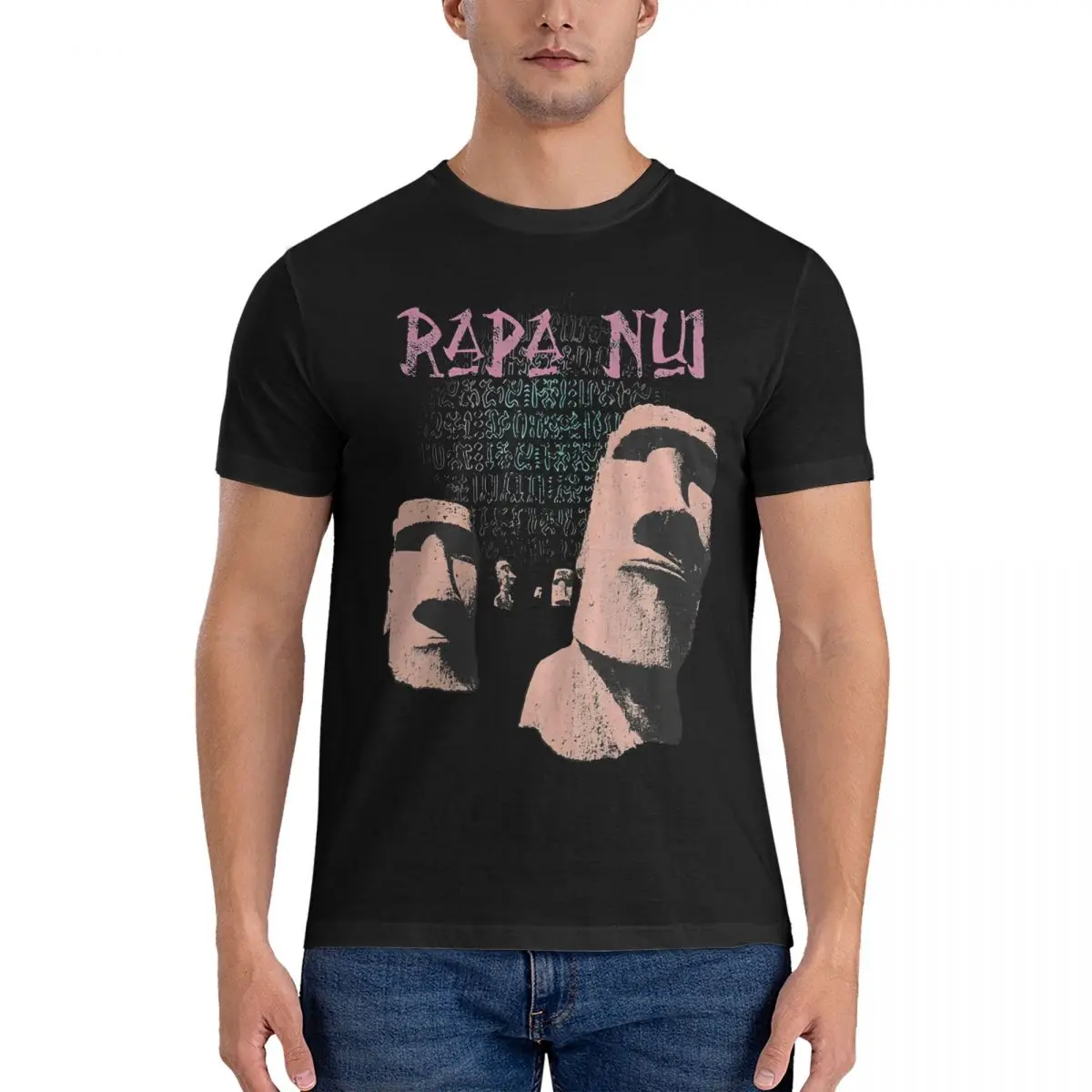 Rapa Nui Easter Island T-Shirt Uomo Easter Stone Statue Fashion Cotton Tee Shirt Girocollo Manica Corta T-Shirt Abbigliamento Estivo