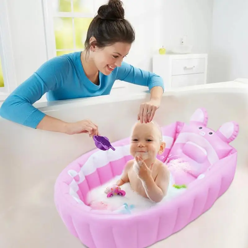 Kids Inflatable Bathtub Portable Newborn Toddler Bathing Tub With Air Pump Collapsible Shower Basin For Boys And Girls Home