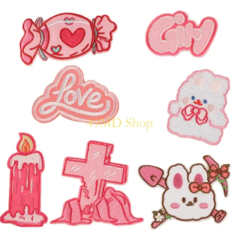 49MD 7PCS Cartoon Fabric Letter Patches Repair Applique for Crafting and Decoration