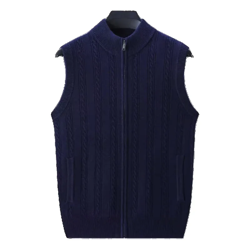 Pure Cashmere Cardigan Vest Men's Knitwear Vest Zipper Camisole Sweater S M L XL 2XL 3XL 4XL 5XL