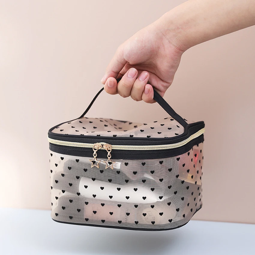 

Ins Portable Mesh Cosmetic Bag Women Travel Makeup Lipstick Ziplock Bag Toiletry Pouch Large New Organizing Bag Women Gift Bag