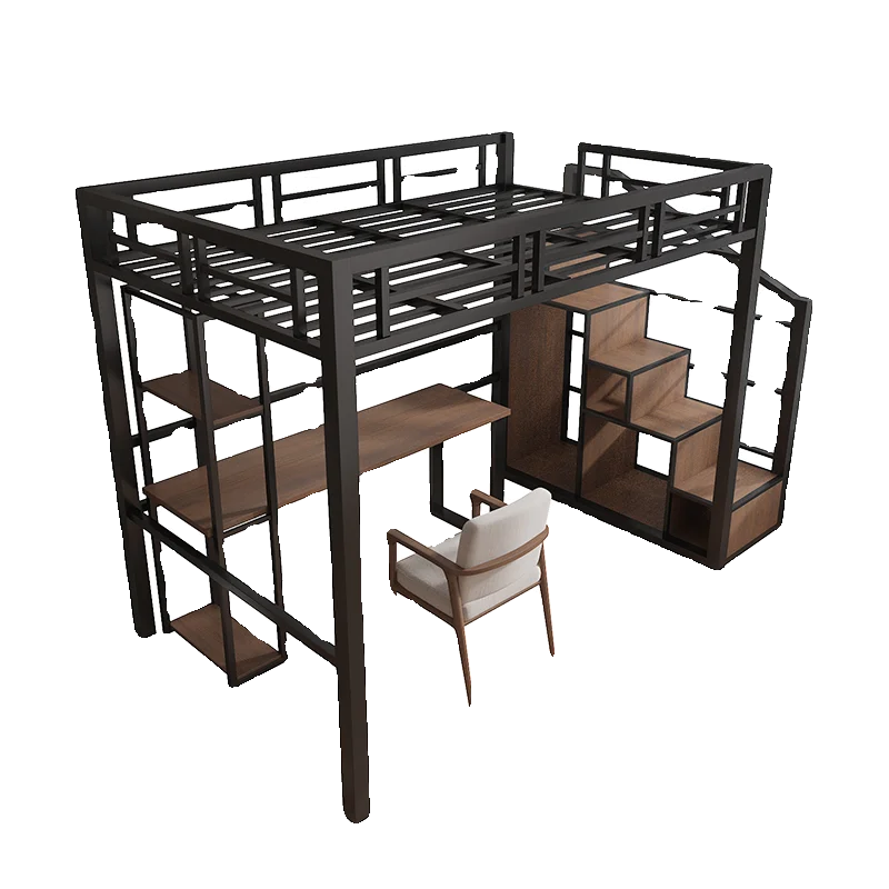 Mezzanine + Lit 140x200 – Bois Et Métal – Occasion (vendus Séparément Possible)