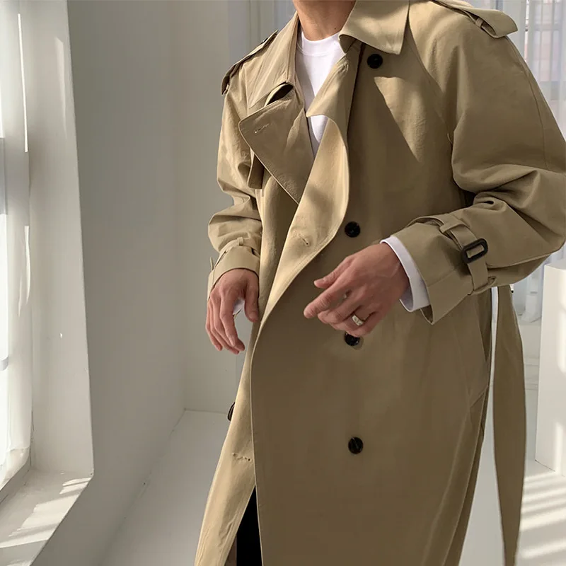 Trench Coat Men's Mid-length Autumn Coat Korean Version Trendy Handsome British Cape Loose Japanese Coat