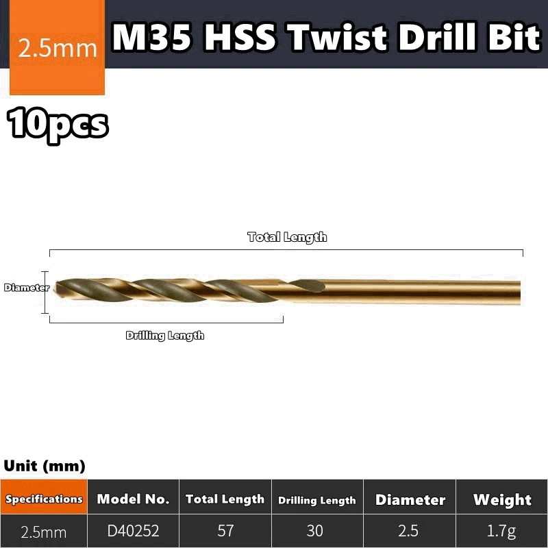1mm-14mm 1pc/10pcs Cobalt Drill Bits For Metal Wood Working M43 HSS Co Steel Straight Shank 1-13mm Tw-ist Drill Bit Metalworking image 10