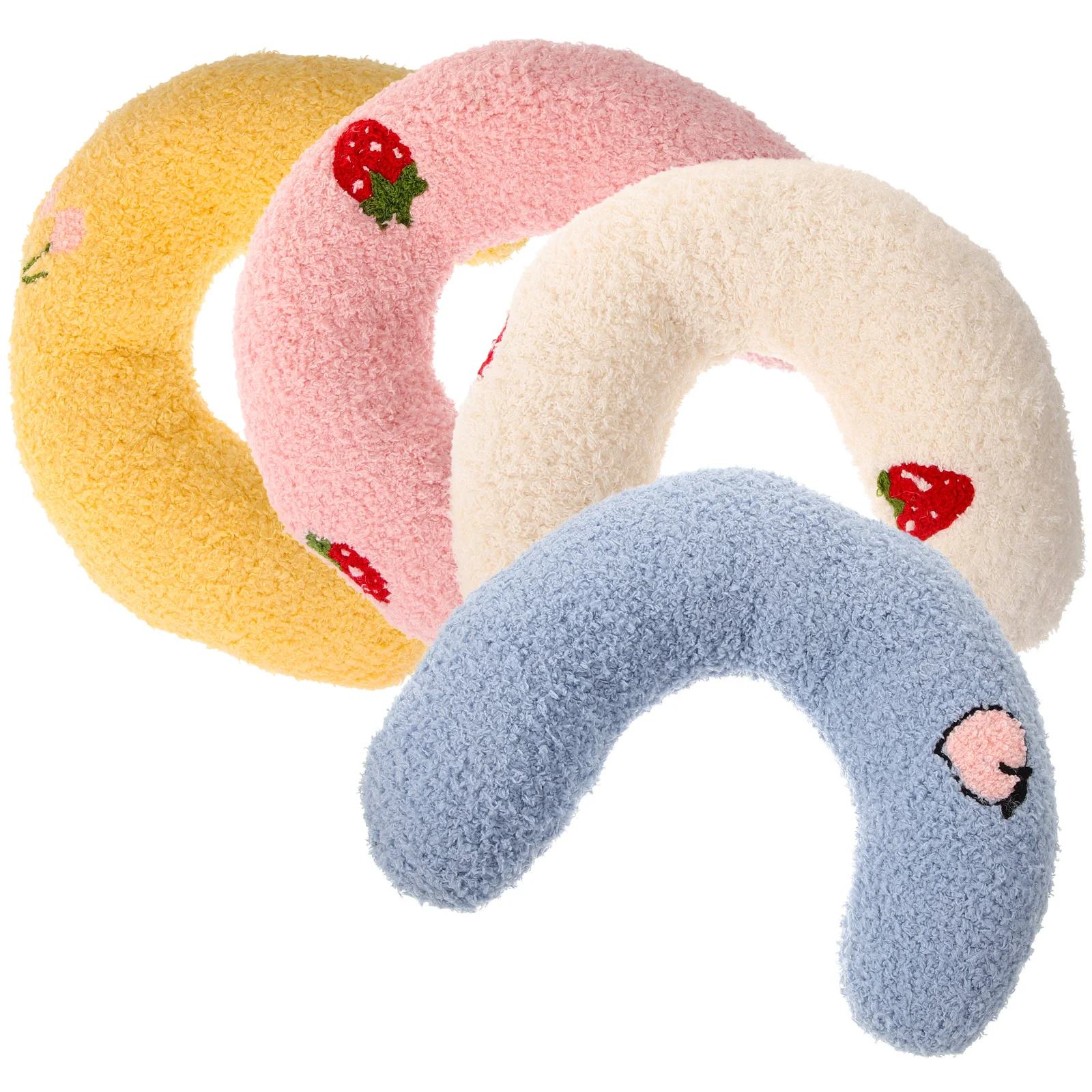 

4Pcs Pillow Cats Ultra Soft Fluffy Cat Bed Pillow Cute Half Donut Pillows U-Shaped Cat Neck Cervical