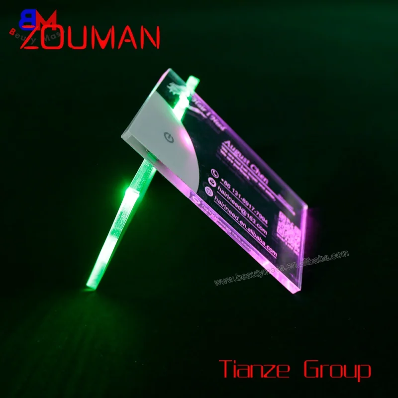 Custom , Laser Engraved LED light Business Card Light Custom Design Acrylic Luminescence customized cards custom high quality luxury light up glow in the dark plastic printing acrylic led business card