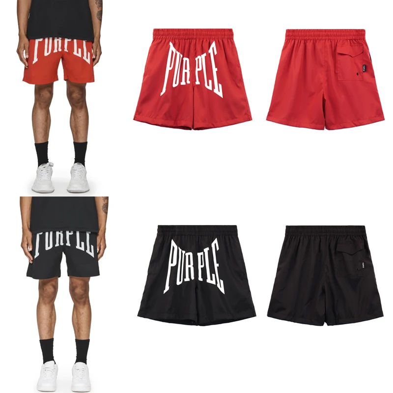 Description Picture 3 of itemNew Summer Purple Brand Letter Print Mesh Breathable Men's Women's Shorts Beach Loose Casual Hip Hop Quick Drying Sports Shorts
