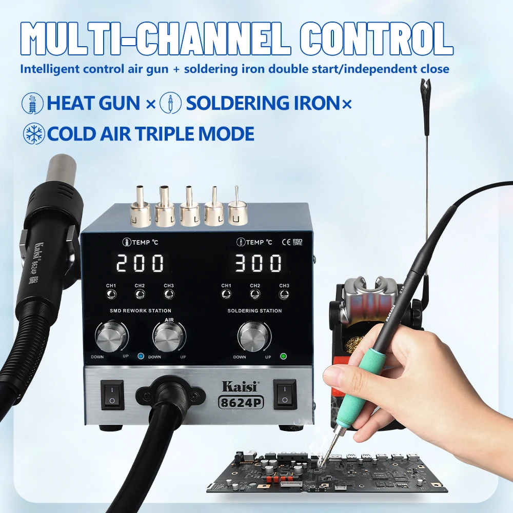 카이시 8624P 800W 납땜 스테이션 115 210 245 핸들 용접 2 in 1 열풍 납땜 인두 BGA SMD PCB 납땜 수리 도구