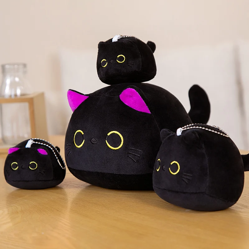 

Плюшевая игрушка, 9-70 см, круглая Толстая кошка, мягкая черная кошка, мягкая подушка-Зверюшка, украшение для детской комнаты, диван, аниме-кукла, подарок на день рождения для детей