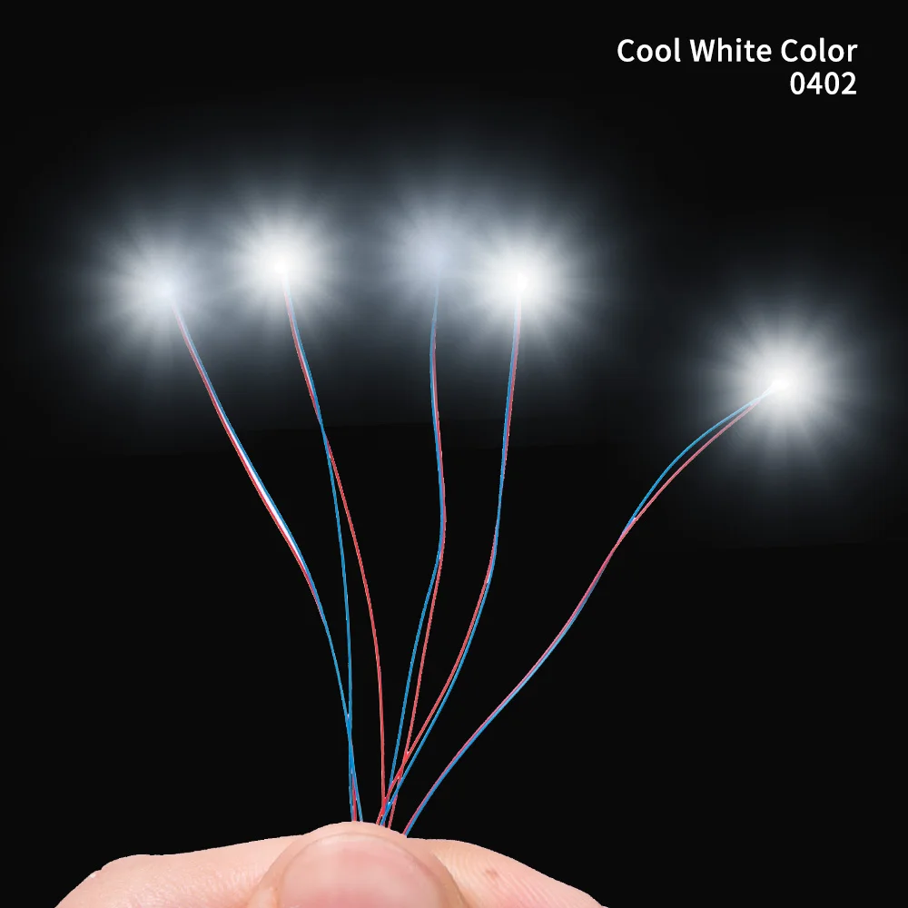 20 Stück Diy Modeling Mini LED Lamp Chips 2,2–3 V vorgelötet 0402 0603 0805 1206 20–30 cm Litz Wire Lampe Eisenbahn/Autos/Gun-Dam/Dekor – Detail 2