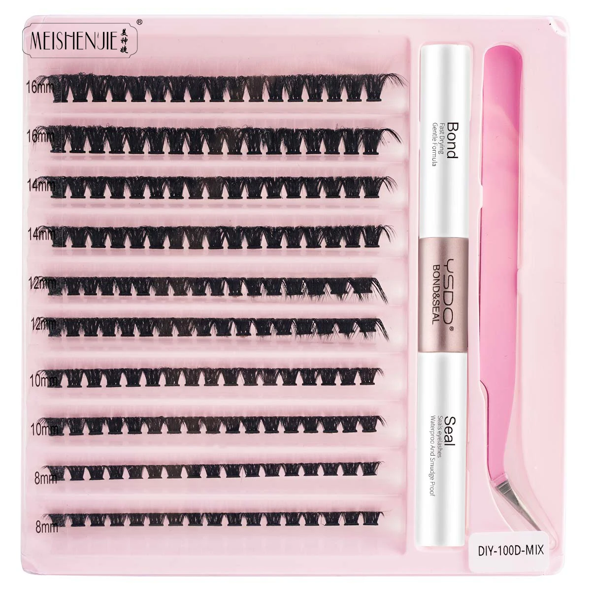 Lash Extension Kit DIY 10 Rows Lash Clusters With Waterproof Strong Hold Lash Bond Seal Eyelash Tweezers Tools