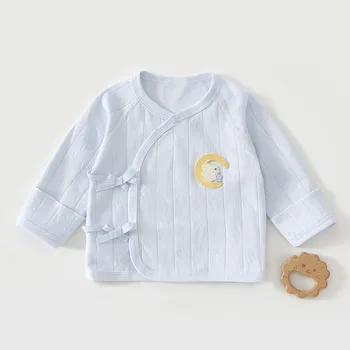 طفل الربيع والخريف أعلى 100 يوم الوليد معطف طويل الأكمام لينة القطن الخالص الكرتون نمط الذكور والإناث ملابس الطفل