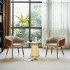 Modern Upholsted Accent Dining Chairs Set of 2,Mid-Century Faux Leather with Walnut for Kitchen,Office Waiting Room Arm Sitting 2