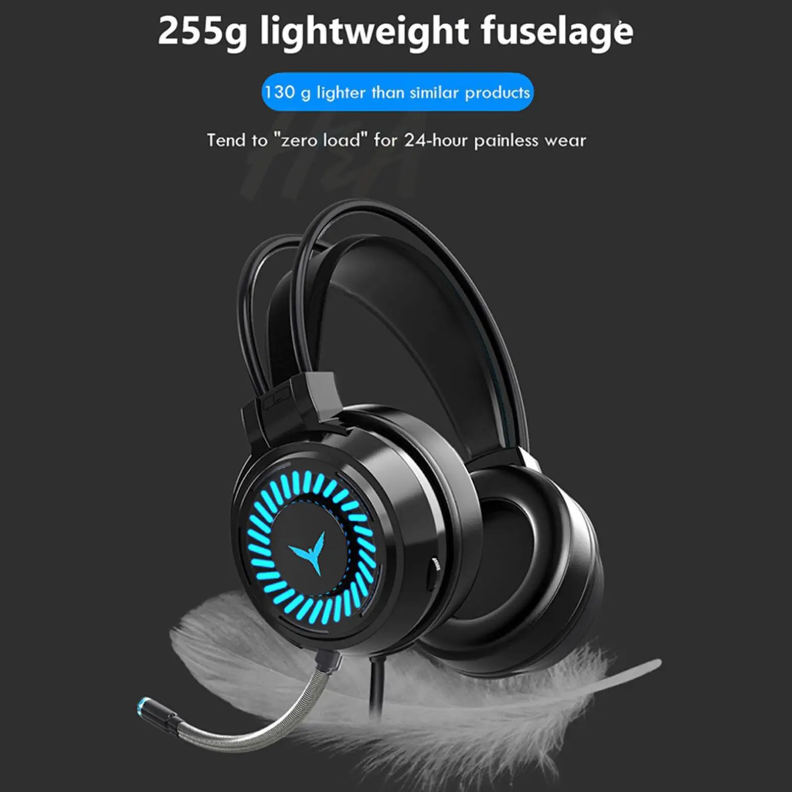 Comfortable Colorful LED Light Gaming Headset for PC Laptop (3.5mm Male)