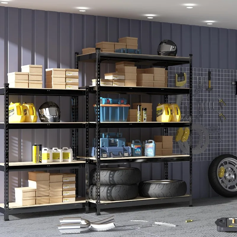 47" W x 23.6" D x 71" H Large Heavy Duty Storage Shelves 4 Pack 5 Tier Adjustable Garage Storage Shelving Metal Storage Black 2