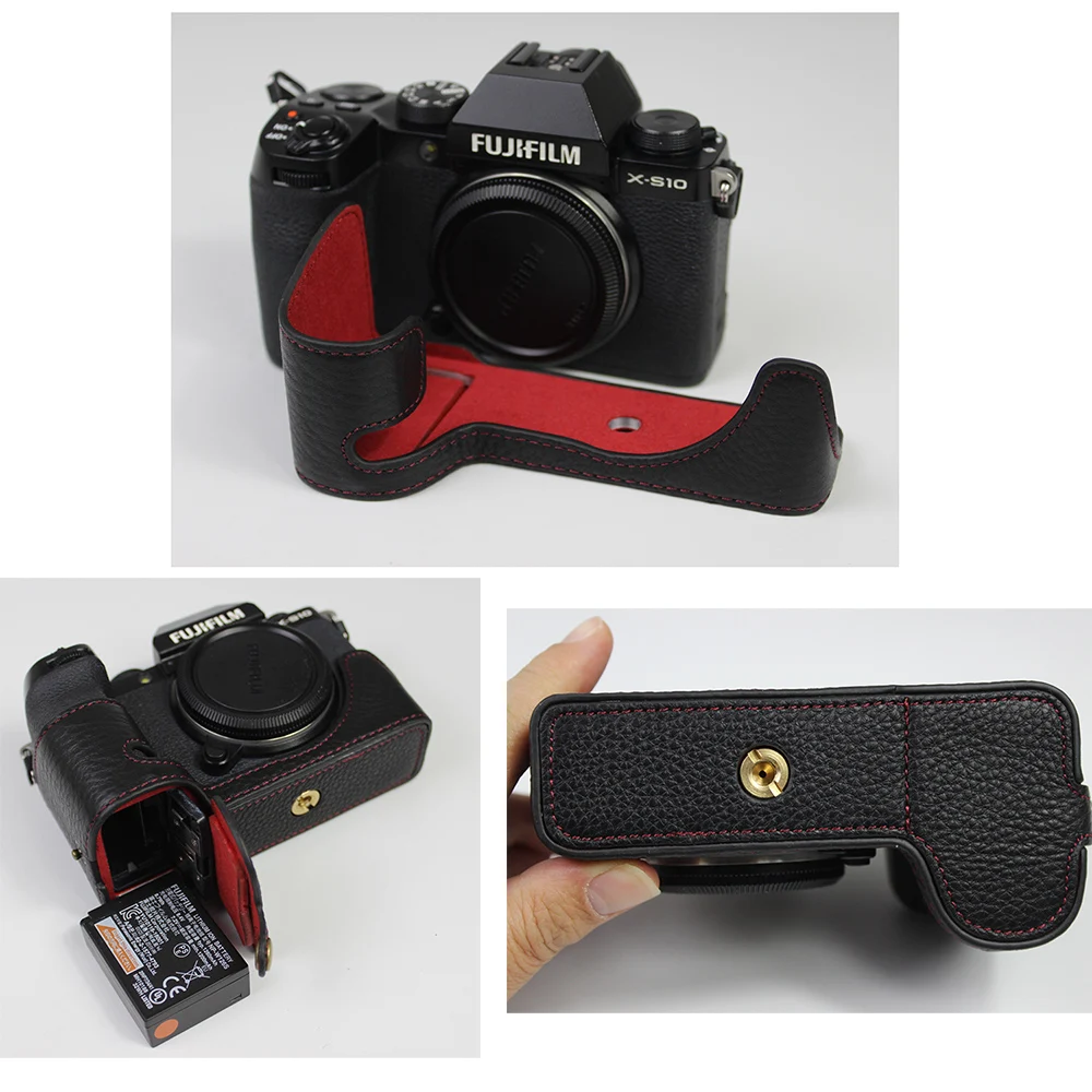 Custodia Per Fotocamera In Vera Pelle Mezza Custodia Per Fujifilm Fuji Xs10 X-S10 Borsa Per Fotocamera