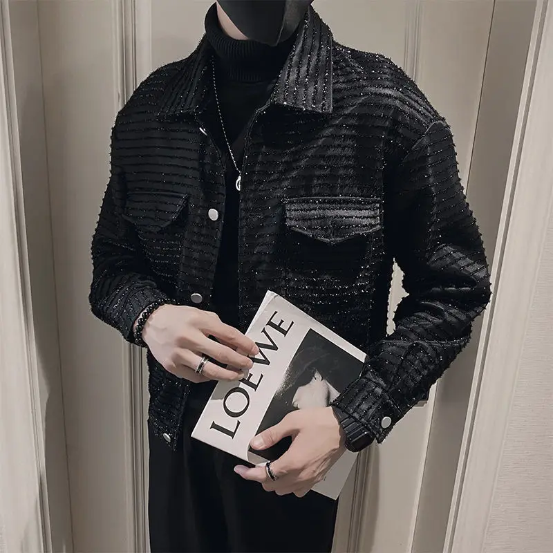 High-grade sense ruffian handsome jacket men's new heavy-duty design sense casual coat men's spring and autumn fashion brand top