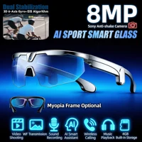 AI Sports Camera GlassSkiing 800W HD Anti-shake Camera Action Capture Goggles Men 3D Surroud Sound AI Chat Call Sport Sunglasses