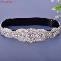 TOPQUEEN S490-B Women's Black Elastic Belt Gown Daily Luxurious with Rhinestones Elegant Unique Fashion Party Evening Dress Sash