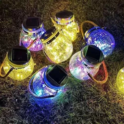 Solar Lantern String Light Outdoor Decoration Light Hanging Lantern With 20 LED Waterproof Solar Glass Tank Lights Garden Lights
